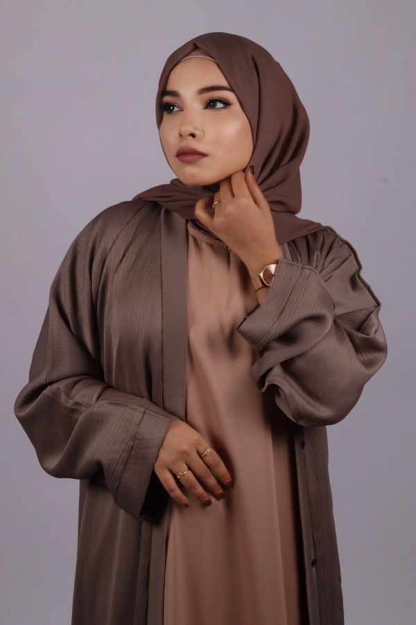 Zara Everyday Zoom Abaya Front Open with pocket - Espresso