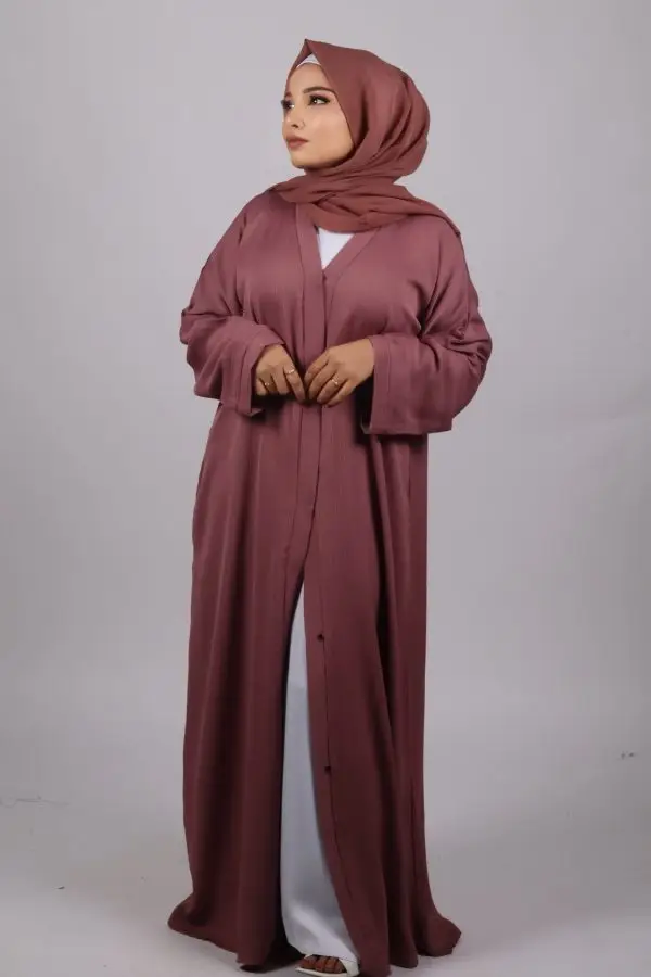 Zara Everyday Zoom Abaya Front Open with pocket - Dusty Pink