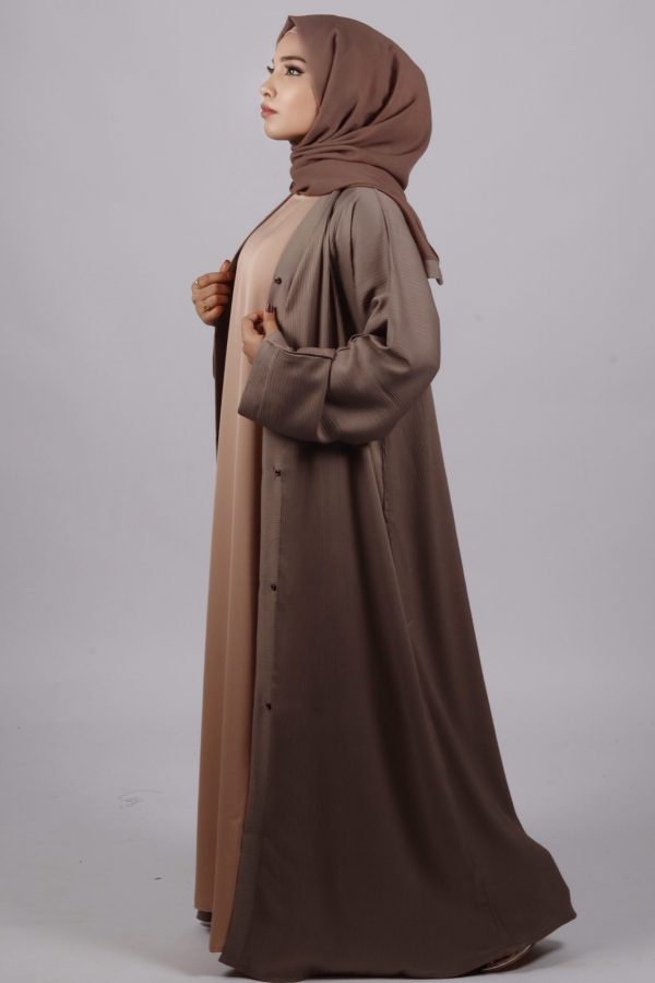 Zara Everyday Zoom Abaya Front Open with pocket - Espresso