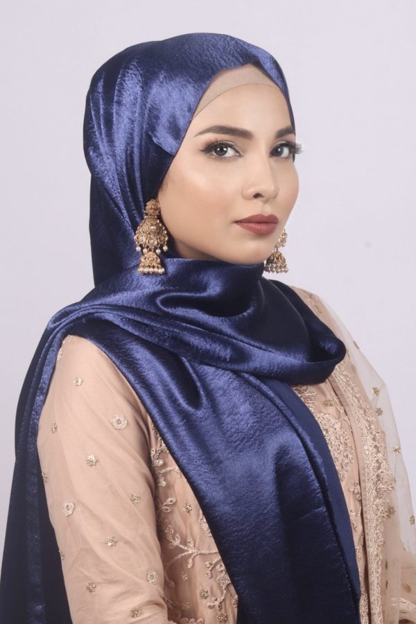 Opera Blue Marble Satin Hijab