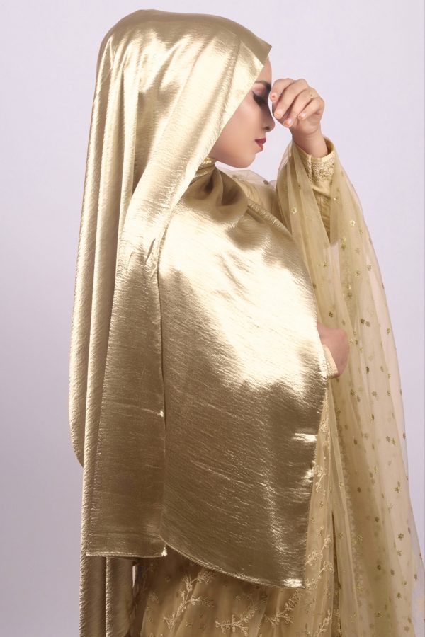 Antique Gold Marble Satin Hijab