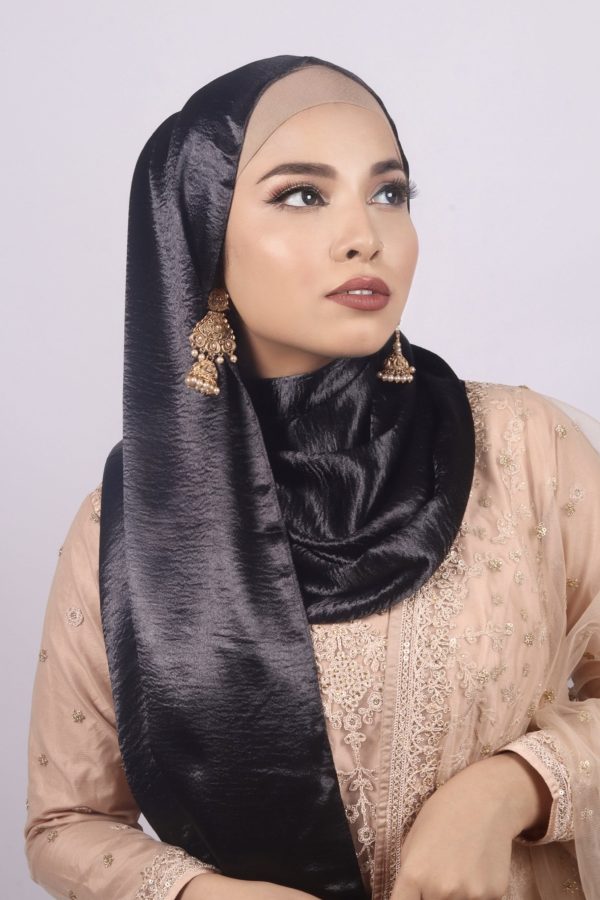 Black Marble Satin Hijab