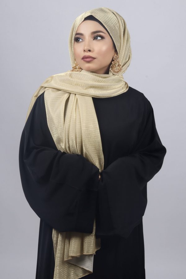 Light Gold Metallic Ribbed Hijab