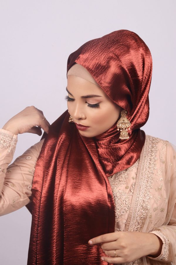 Brass Copper Marble Satin Hijab