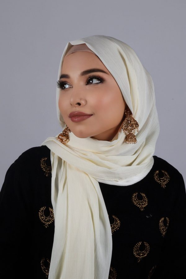 French Cream Muna Satin Hijab