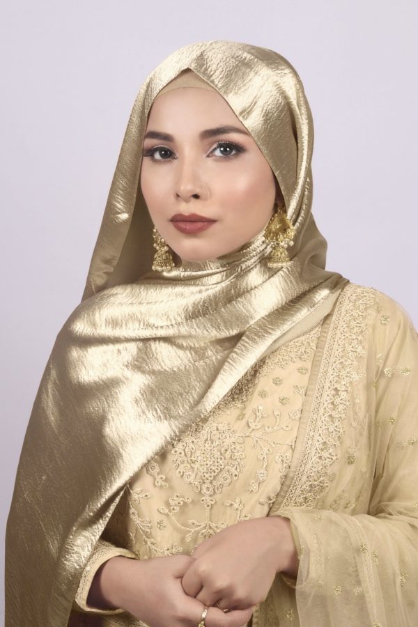 Antique Gold Marble Satin Hijab