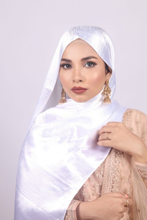 Pearl White Marble Satin Hijab