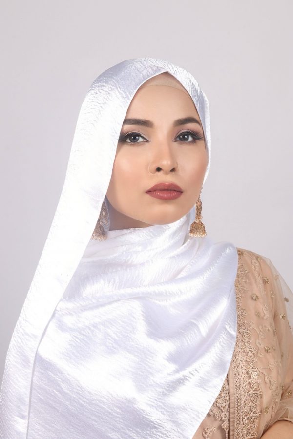 Pearl White Marble Satin Hijab