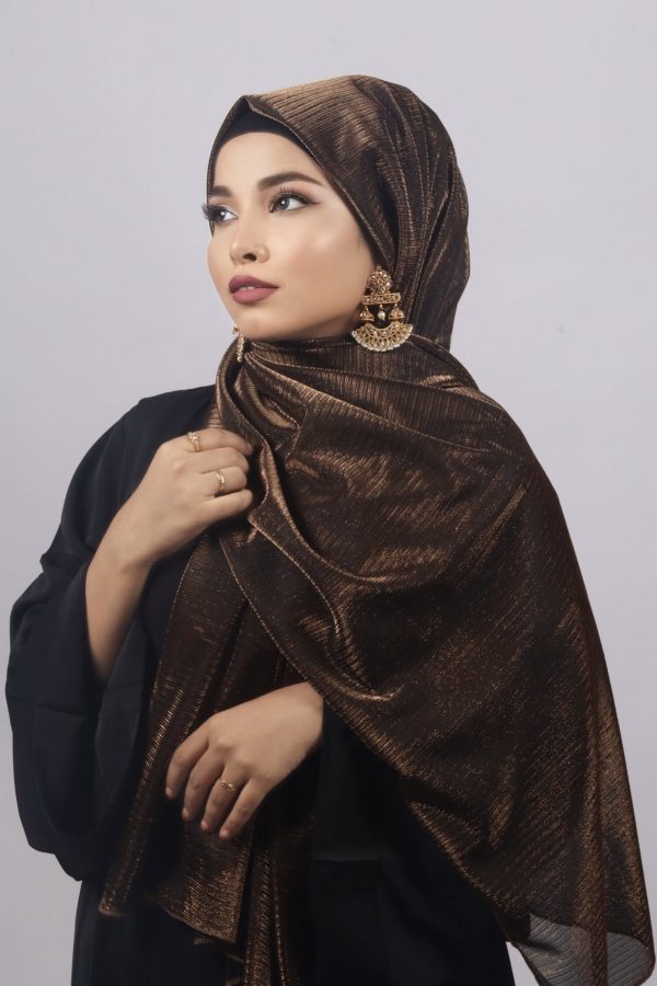 Bronze Gold Metallic Ribbed Hijab