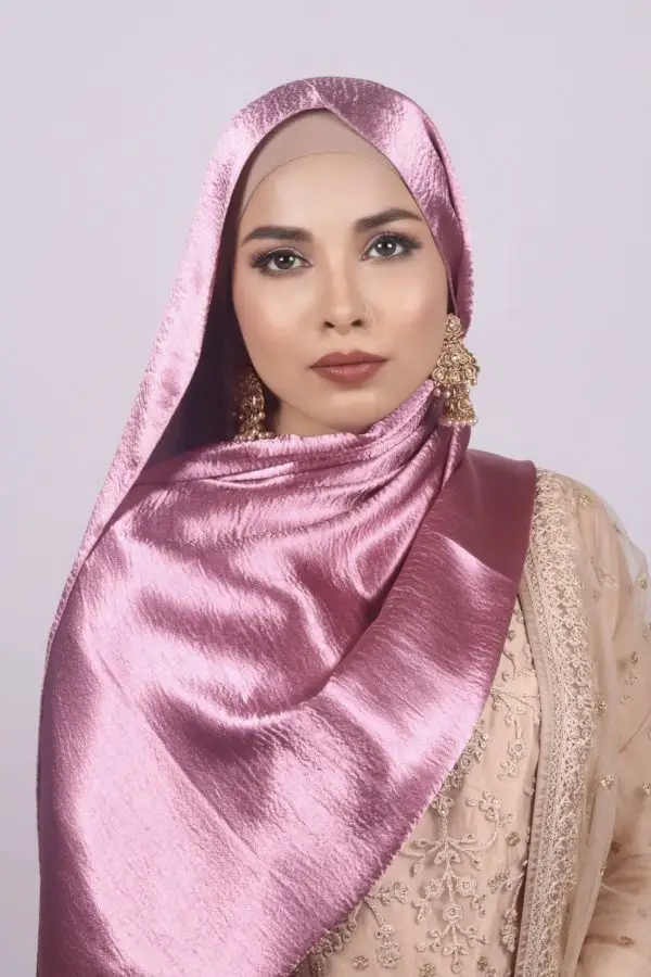 Rose Gold Marble Satin Hijab