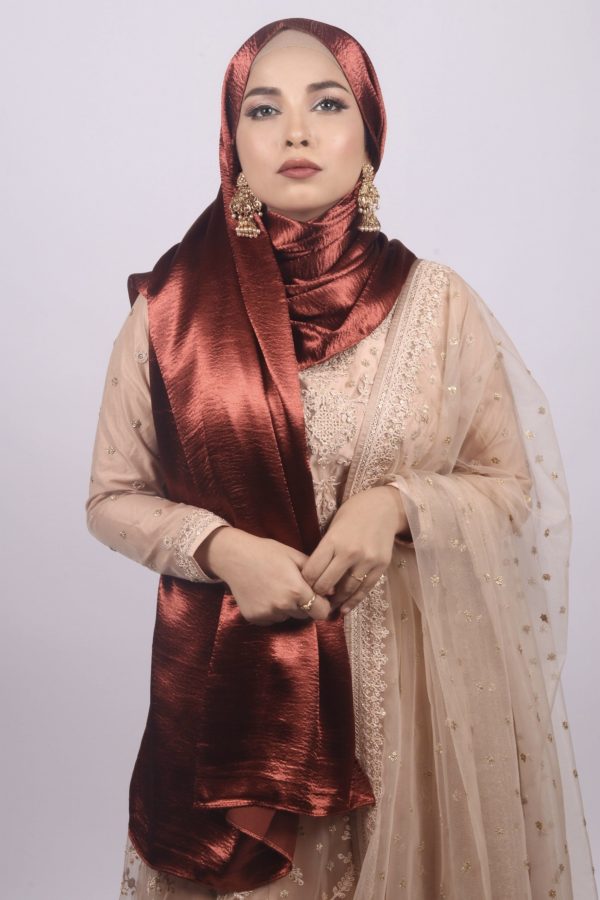 Brass Copper Marble Satin Hijab