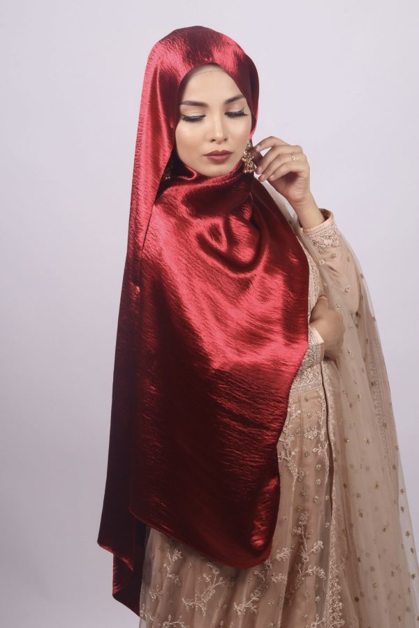 Red Marble Satin Hijab