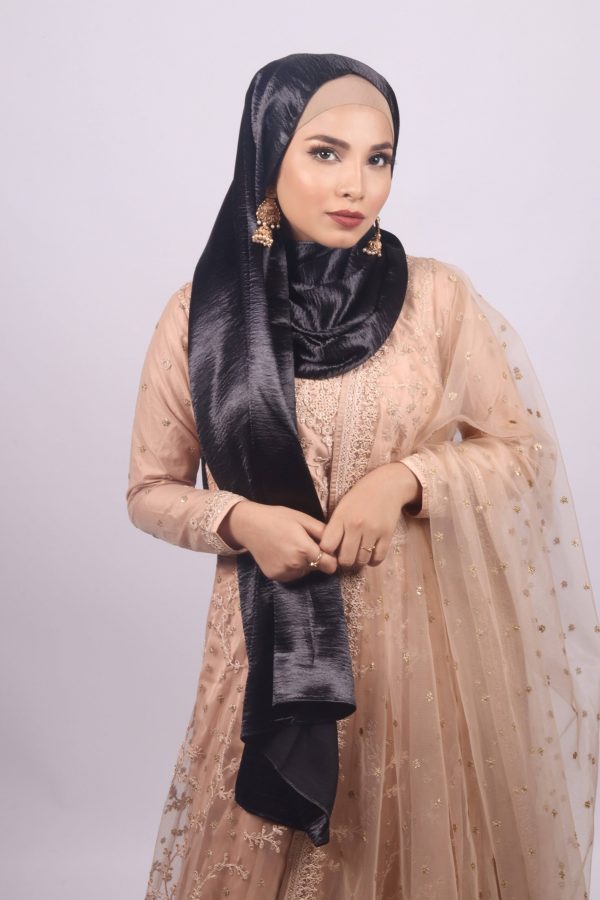 Black Marble Satin Hijab