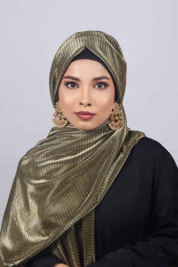 Evening Gold Metallic Ribbed Hijab