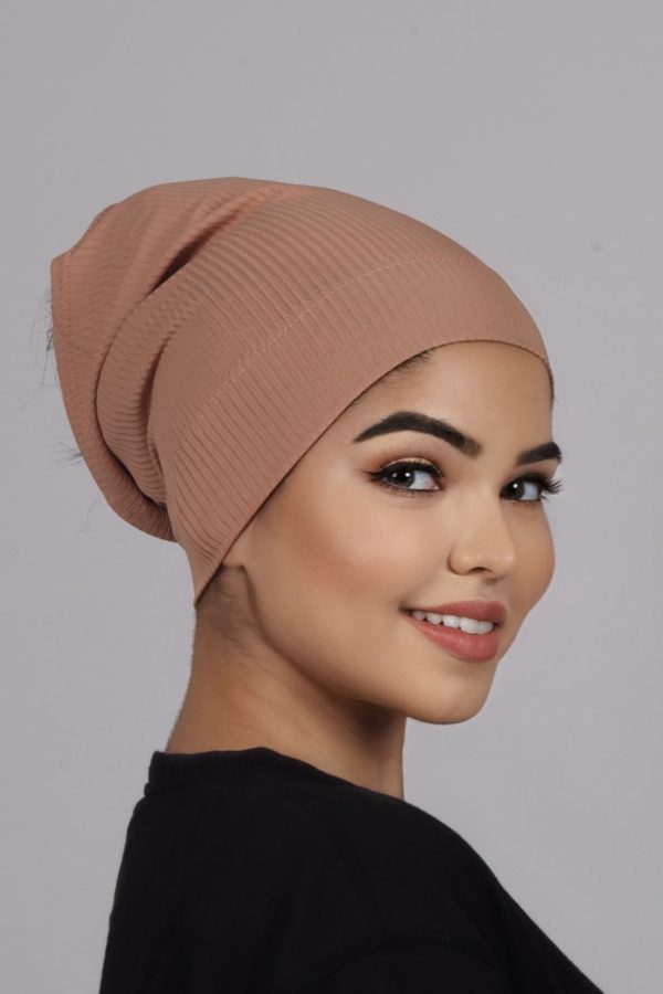 Dusty Nude Ribbed Tube Cap