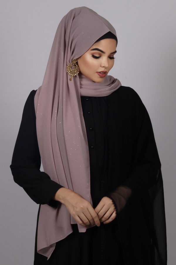 Puce Glitter Chiffon Hijab