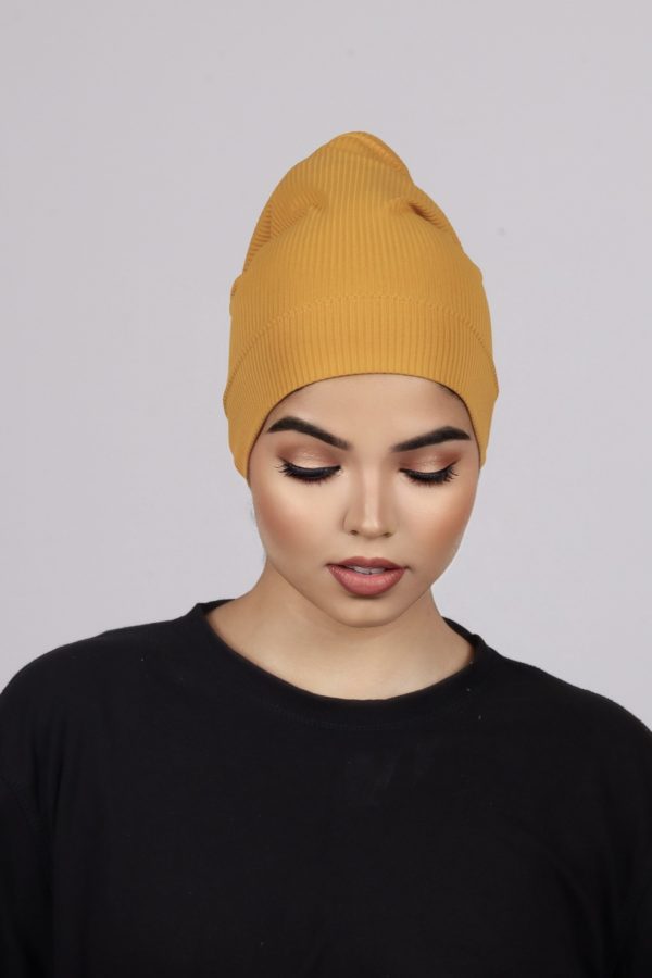 Mustard Ribbed Tube Cap