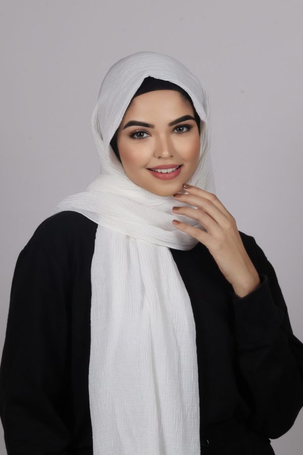 White Ribbed Cotton Hijab