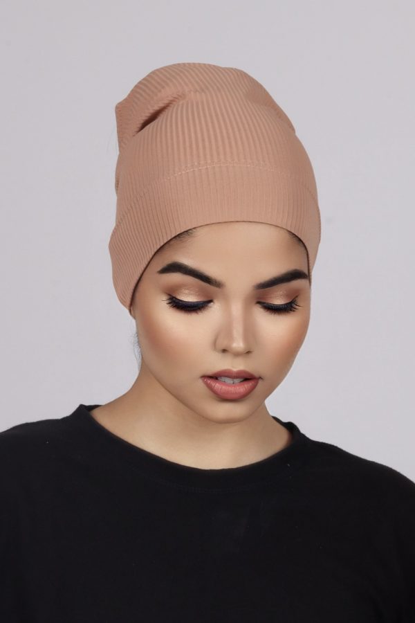 Dusty Nude Ribbed Tube Cap