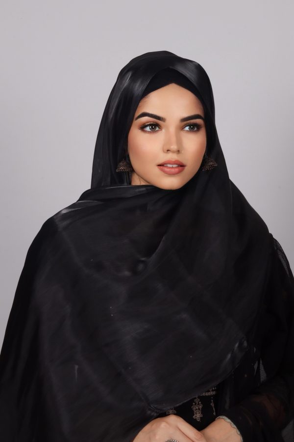 Jet Black Premium Organza Hijab