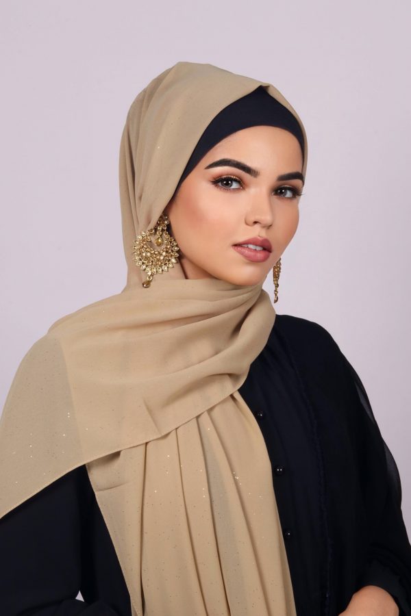 Milk Caramel Glitter Chiffon Hijab