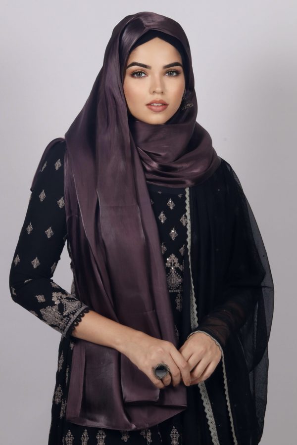 Choco plum Premium Organza Hijab