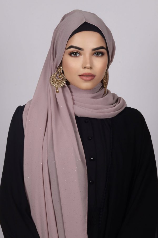 Puce Glitter Chiffon Hijab