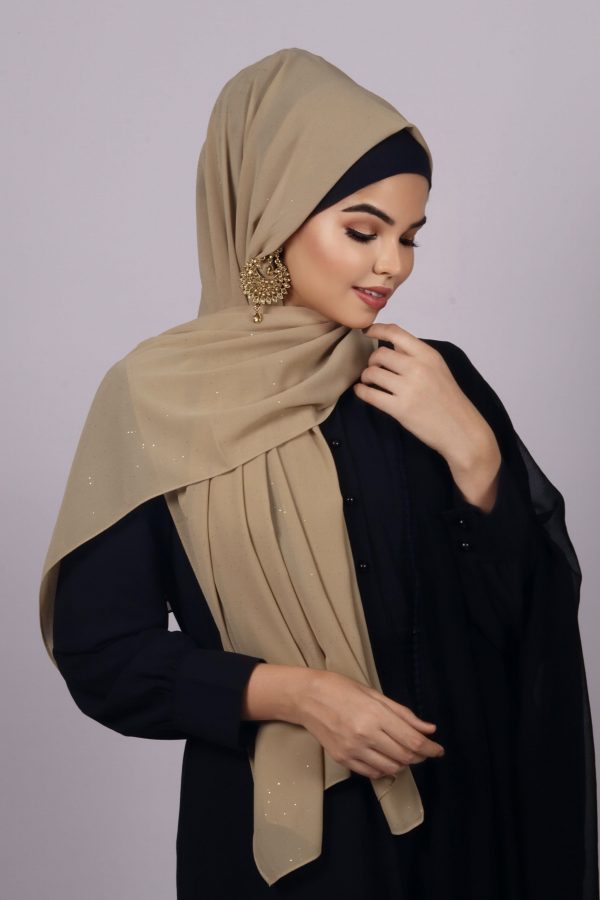 Milk Caramel Glitter Chiffon Hijab