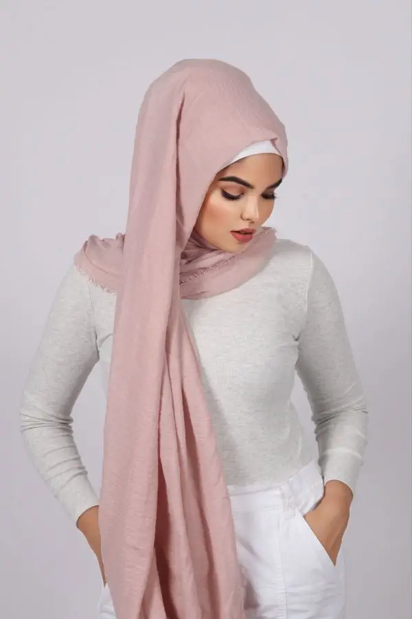 Powder Pink Premium Crinkled Cotton Hijab