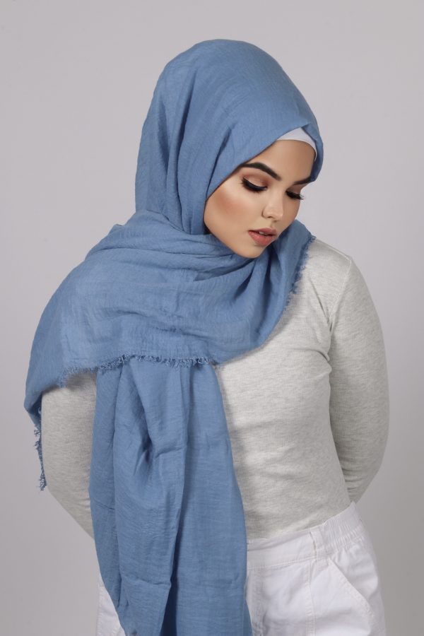 Chalk Blue Premium Crinkled Cotton Hijab