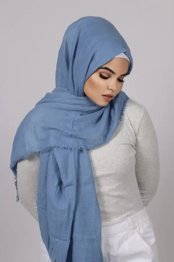 Chalk Blue Premium Crinkled Cotton Hijab