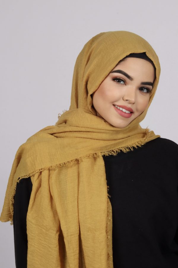 Mustard Premium Crinkled Cotton Hijab