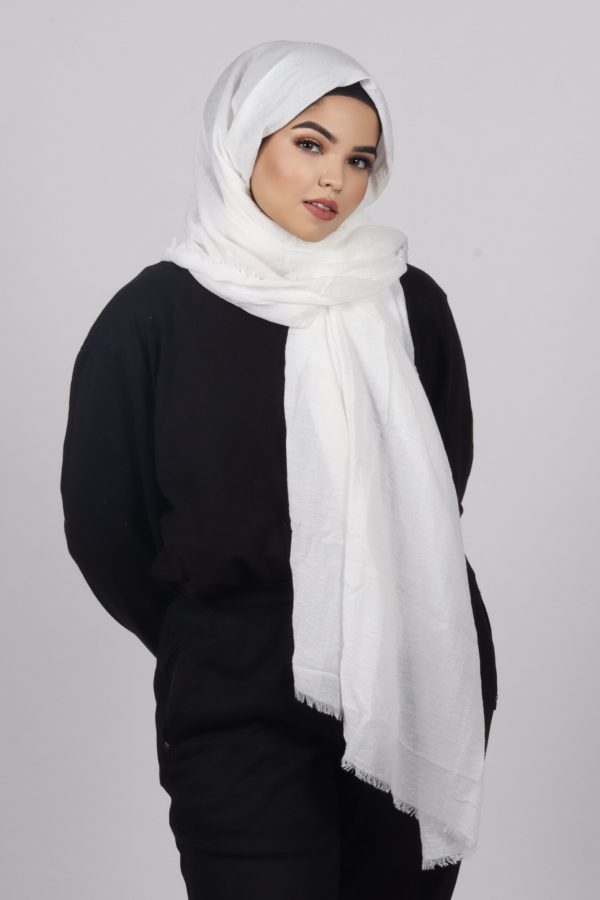 Snow White Premium Crinkled cotton Hijab