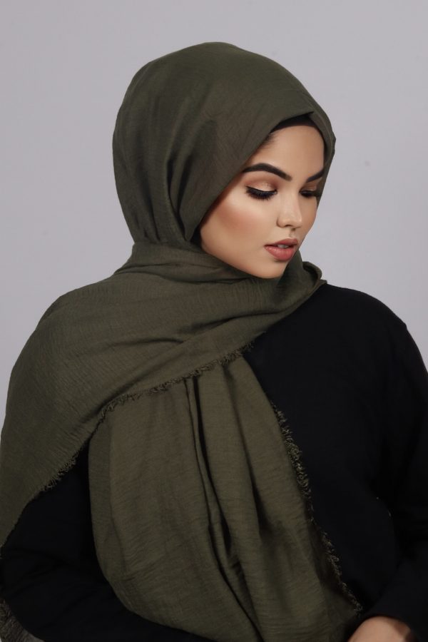 Deep Matcha Premium Crinkled Cotton Hijab