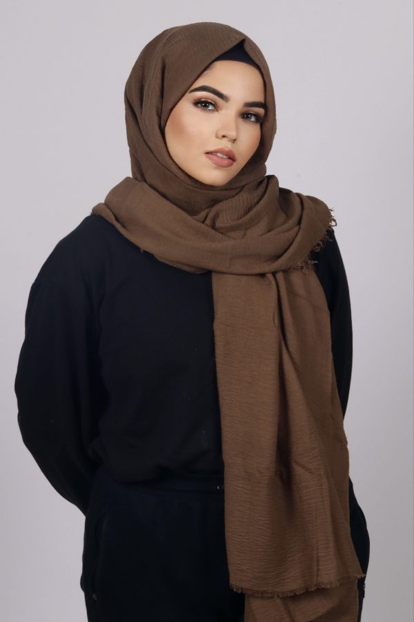 Coffee Premium Crinkled Cotton Hijab