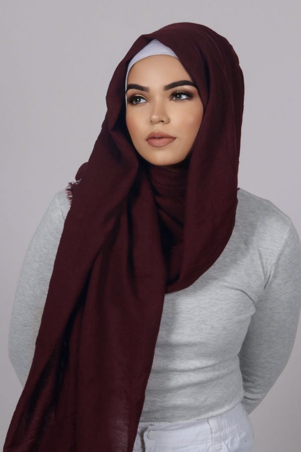 Wine Premium Crinkled Cotton Hijab