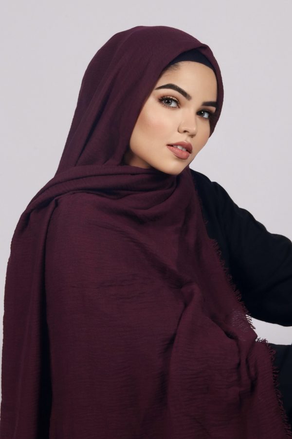 Plum Premium Crinkled Cotton Hijab