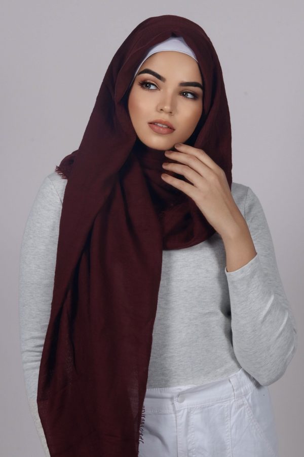 Wine Premium Crinkled Cotton Hijab