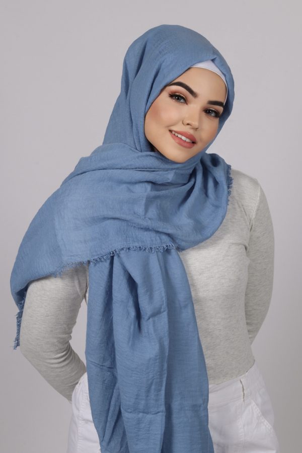 Chalk Blue Premium Crinkled Cotton Hijab