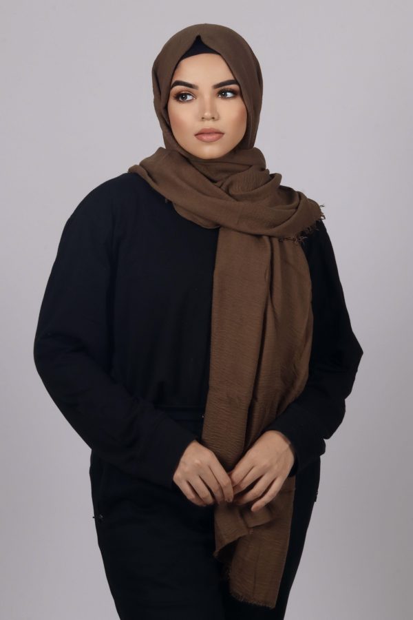 Coffee Premium Crinkled Cotton Hijab