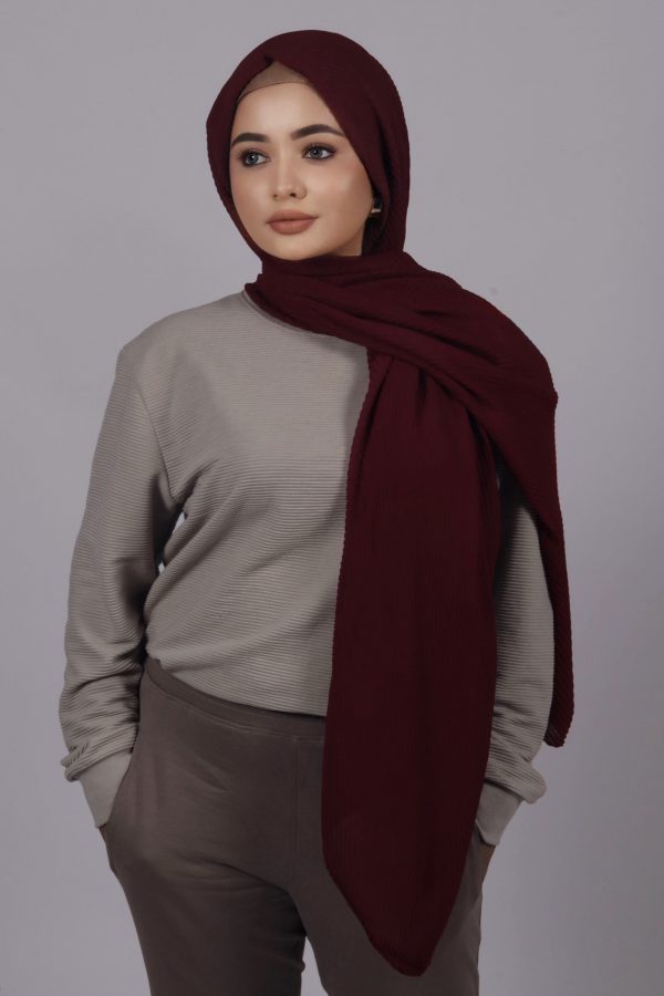 Raspberry Cotton Pleated Hijab