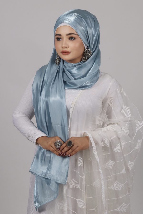 Bubble Blue Premium Organza Hijab