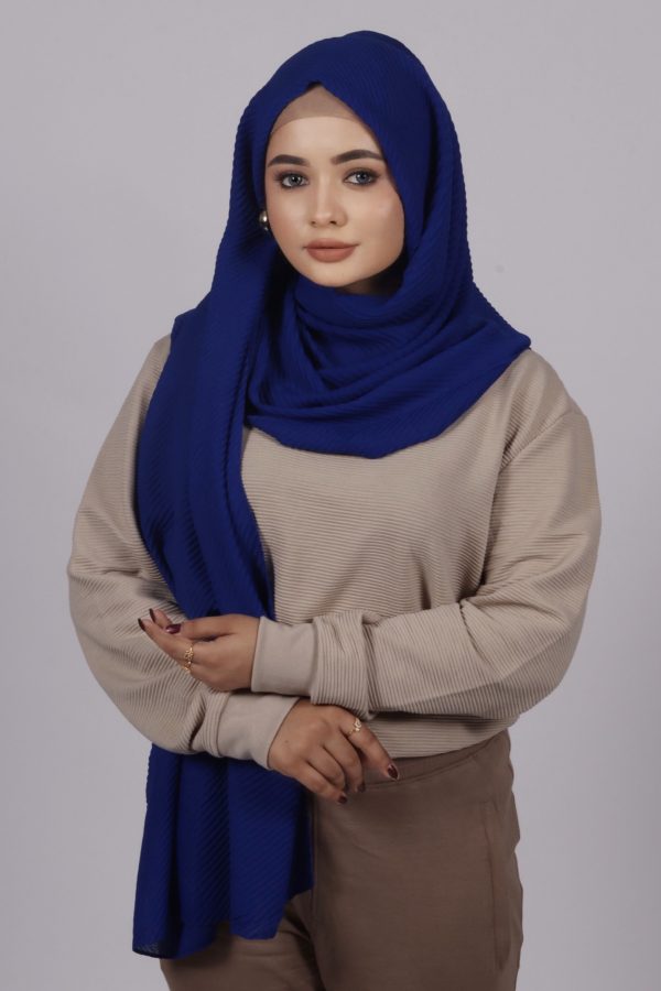 Royal Blue Cotton Pleated Hijab