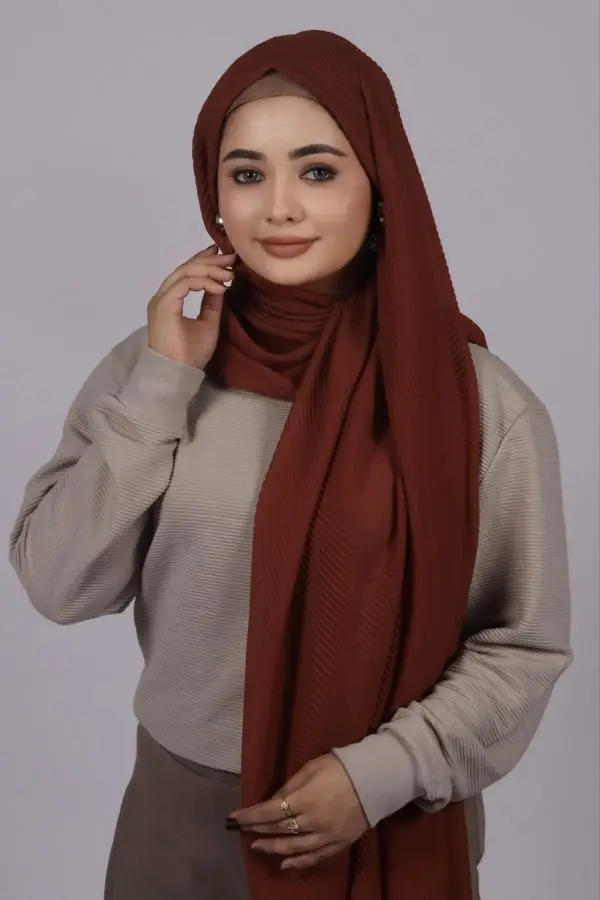 Rust Cotton Pleated Hijab