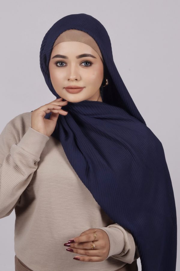 Dutch Blue Cotton Pleated Hijab