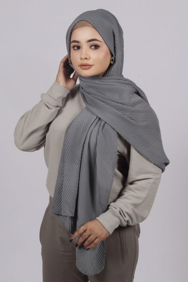 Ice Grey Cotton Pleated Hijab