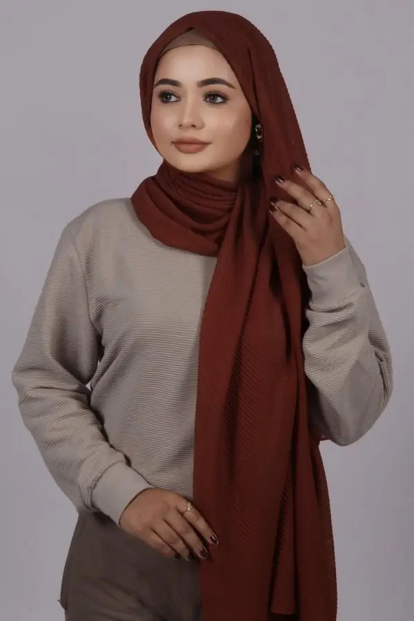 Rust Cotton Pleated Hijab