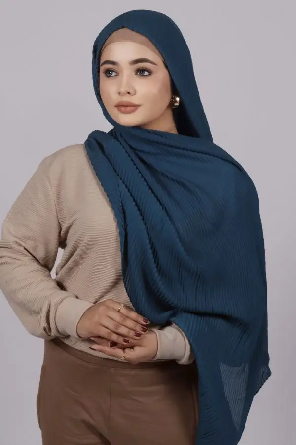 Peacock Cotton Pleated Hijab