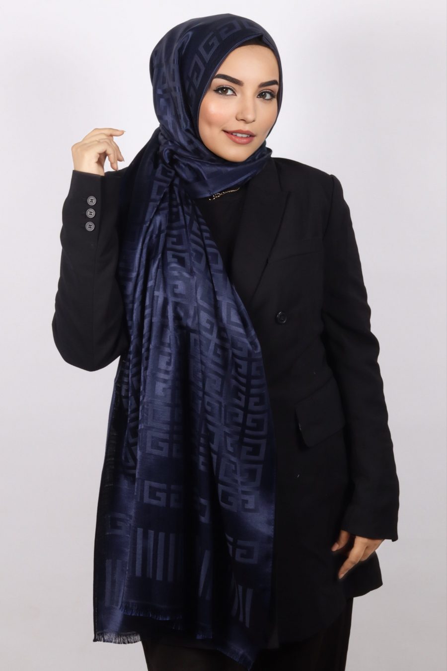 Ismini Viscose Silk Greek print Hijab - Image 2