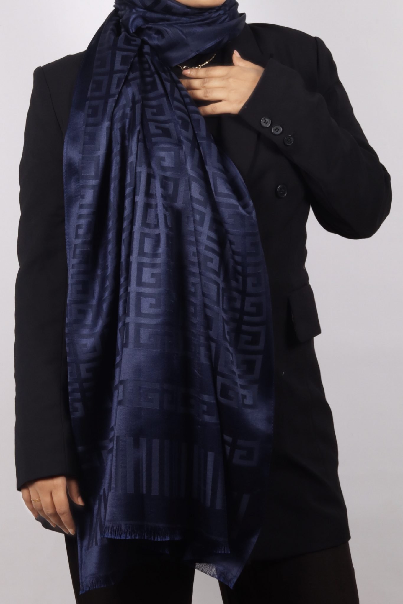 Ismini Viscose Silk Greek Print Hijab - Cloak Couture